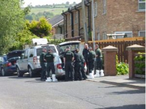 Police surround the scene of where the bomb was placed.
