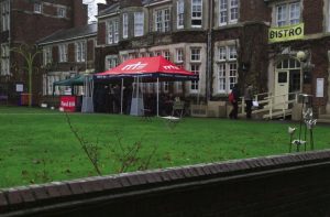 RRT Tent set up to provide under cover eating